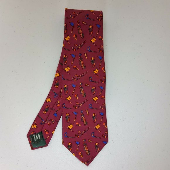 Lauren Ralph Lauren Silk Red Men's Neck  Golf Tie - Picture 1 of 4